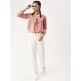 thumbnail image 6 of DressBerry Women’s Printed Poly Crepe Top V Neck with Front Bow Tie Long Sleeves Waist Length Regular Wear Light Weighted Casual Summer Top, 6 of 7