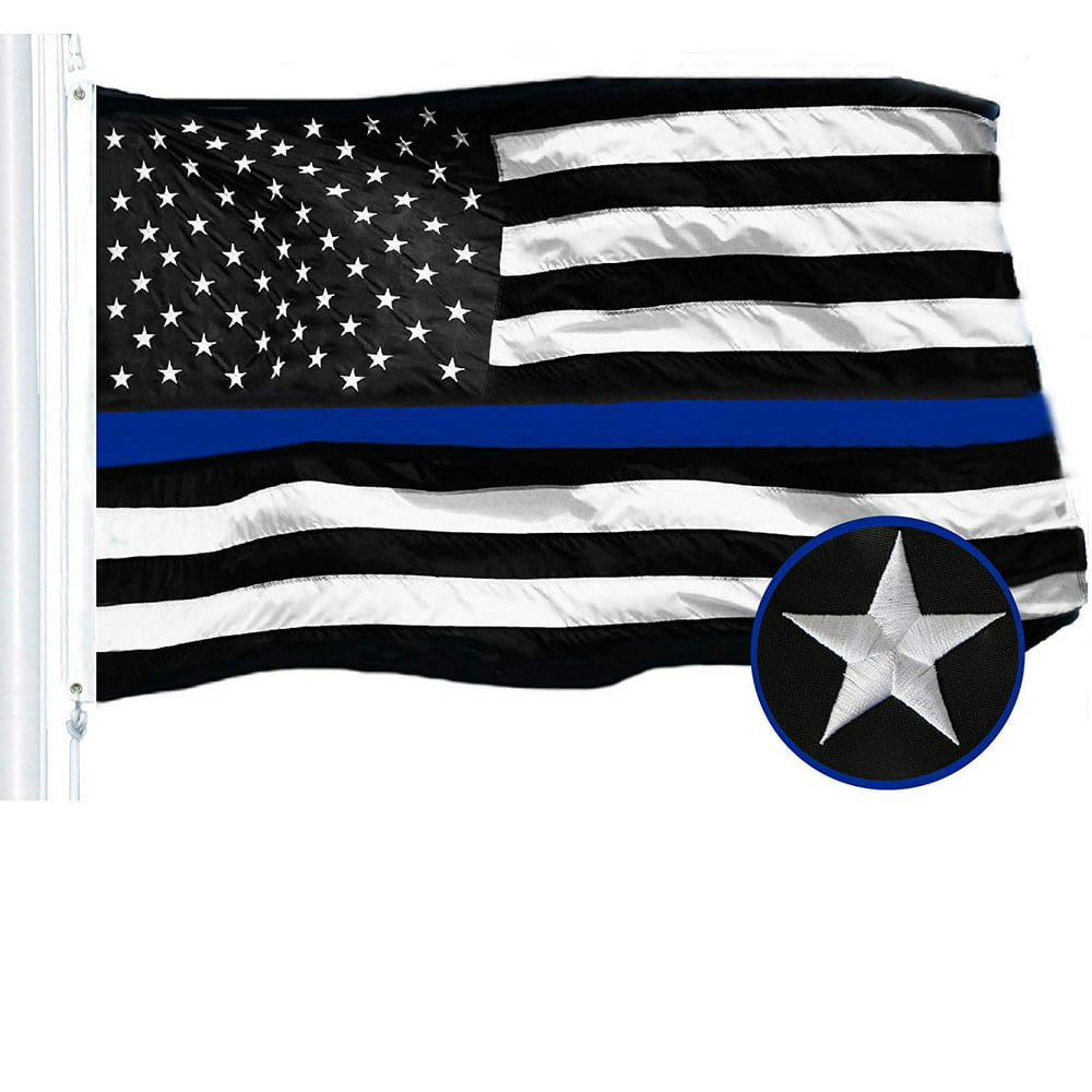 G128 - Thin Blue Line Flag 2x3 FT Embroidered Heavy Duty 220GSM Tough