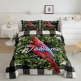 thumbnail image 1 of YST Red Cardinal Botanical Comforter Set, Queen Size, Rustic Farmhouse Black White Buffalo Plaid, Soft Lightweight, 1 of 6