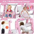 thumbnail image 2 of 4 in 1 Slide Swing Set for Toddlers Age 1 to 5, Indoor Outdoor Kids Climber Playset with Long Slide, Swing, Climber, Ball & Basketball Hoop, Pink Kids Slide and Swing Set Toy Gift for Boys Girls, 2 of 10