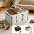thumbnail image 1 of Organizador plegable de plástico para cajas de almacenamiento para acampada al aire libre con tapa de madera – 43x29x23 cm, blanco o negro, gran capacidad, asas portátiles, contenedor multiusos para, 1 of 6