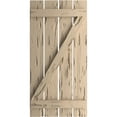 thumbnail image 2 of Ekena Millwork 23 1/2"W x 30"H Rustic Four Board Spaced Board-n-Batten Pecky Cypress Faux Wood Shutters w/Z-Board (Per Pair), Primed Tan, 2 of 10