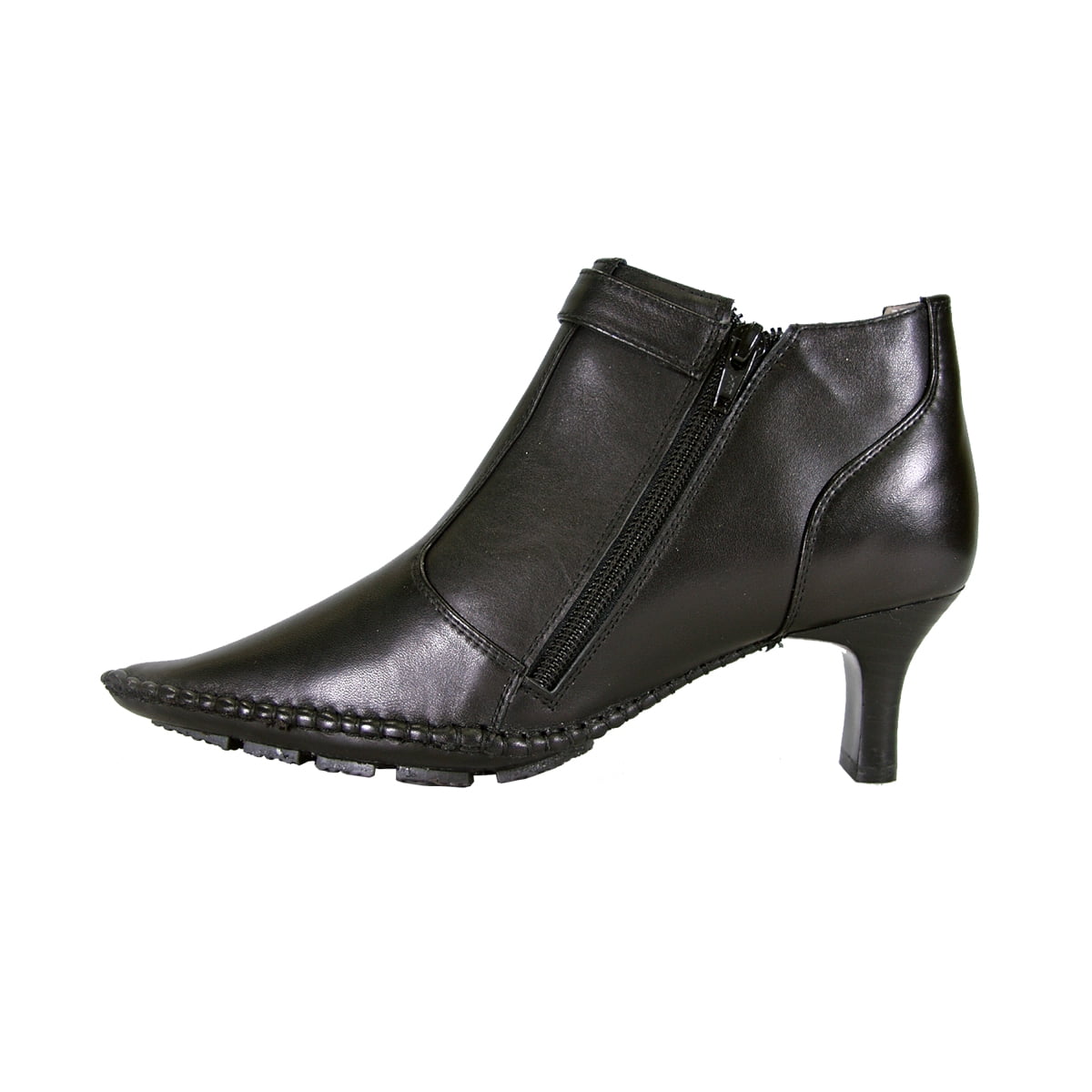 PEERAGE Willow Women Wide Width Side Zipper Leather Dress Booties BLACK 5