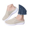 thumbnail image 3 of YYYMEIII Backless Sneakers Women's Spring and Summer New Fly Weaving Hollow Colorblocking Upper Metal Chain Slope Heel Casual Shoes 44 Khaki, 3 of 6