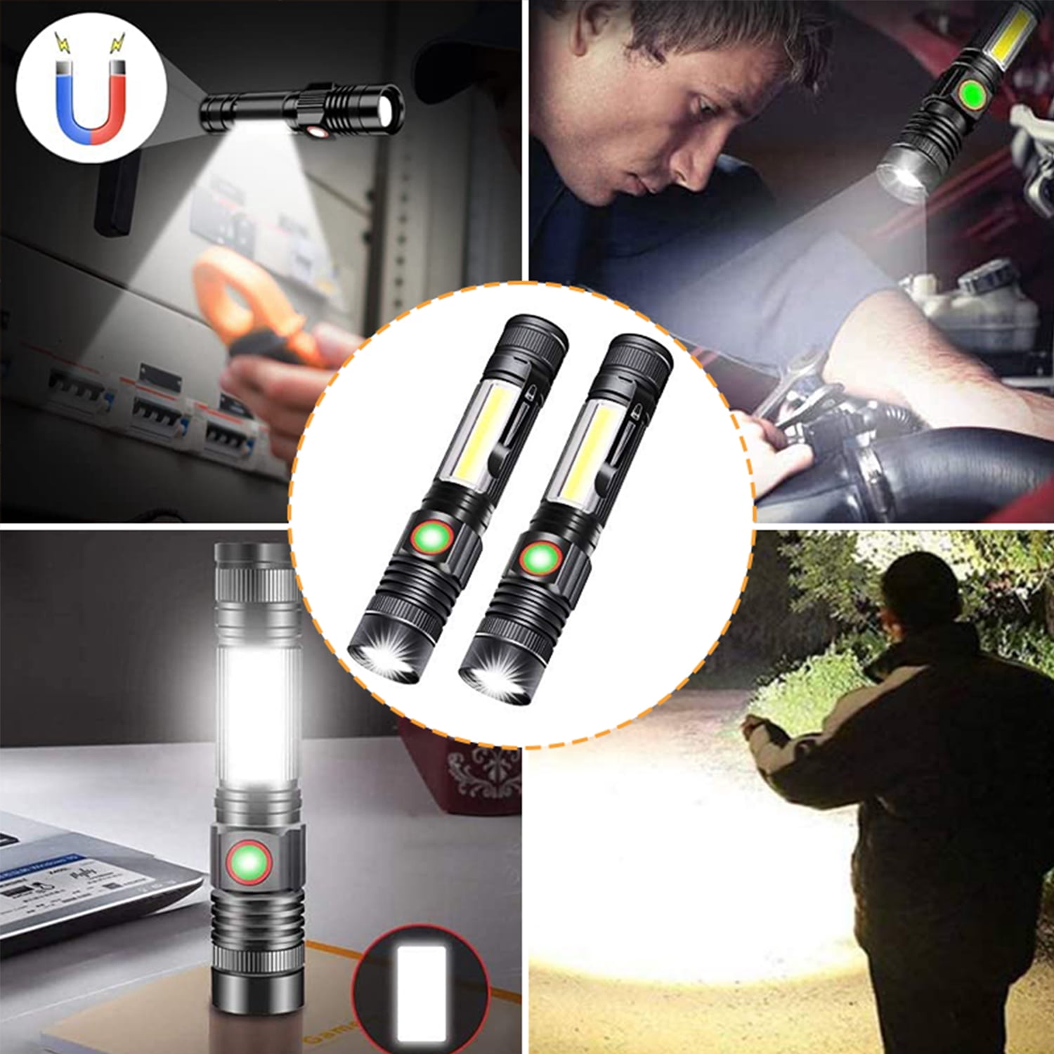 HOKOILN High Lumen LED Flashlight 1200 Lumens, 2 Pack