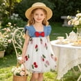 thumbnail image 6 of Babcutegg Charming Denim Skirt Dress With Sweet Cherry Embellishment Breathable Sleeveless Design For Little Girls White Size 2T, 6 of 7