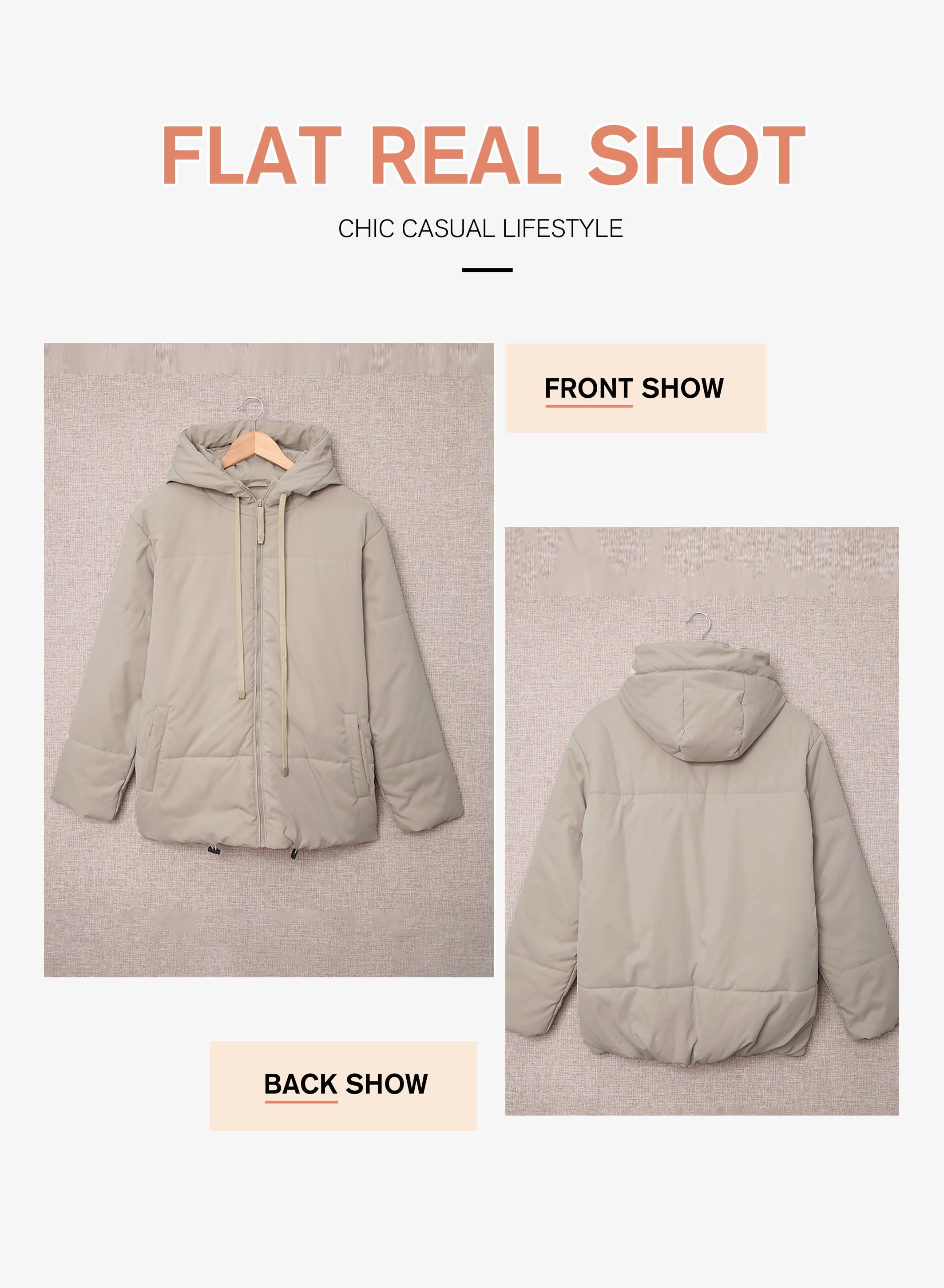SHEWIN Womens Hooded Puffer Jacket Full Zipper Short Coat with Pockets Winter Warm Outerwear Petite
