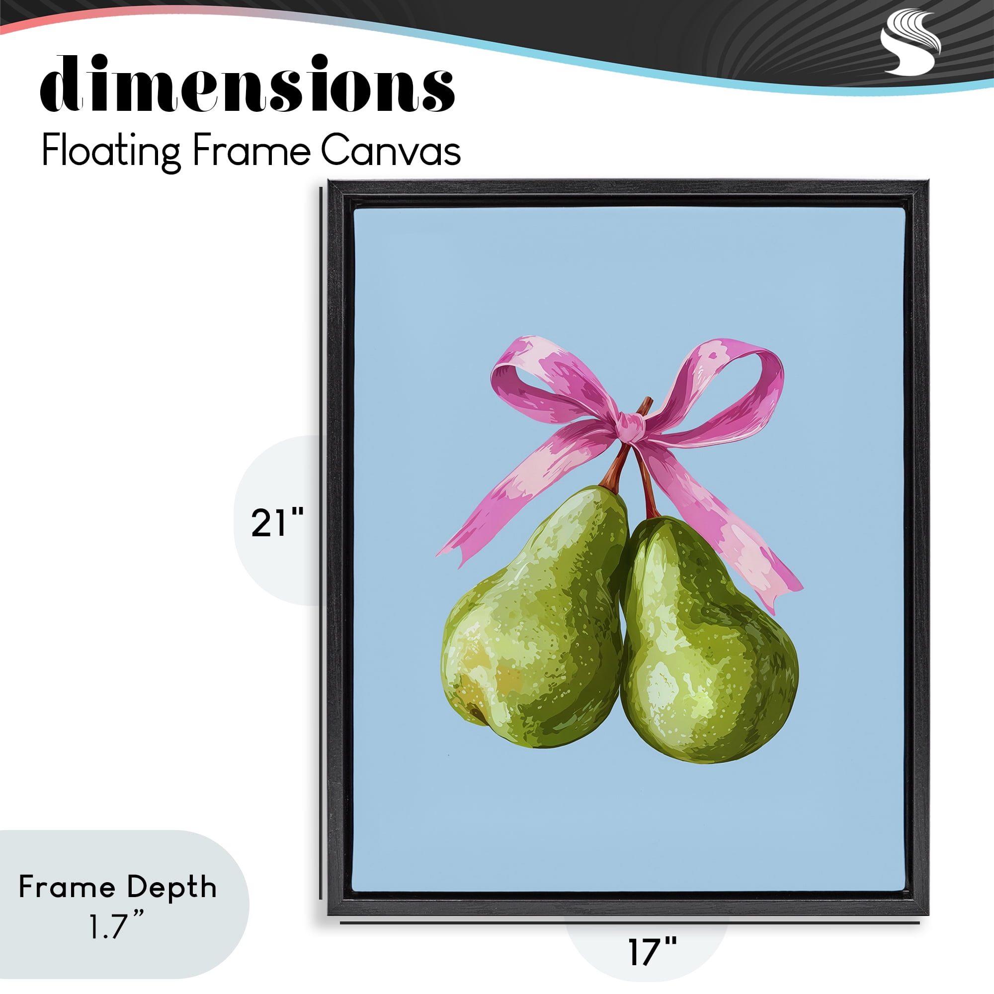 Stupell Industries Twin Pears with Ribbon Black Framed Floater Canvas Wall Art, design by Imagine It Images