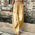 thumbnail image 5 of Tittly Palazzo Pants Wide Leg Pants Womens Solid Color Casual Pants Trousers Elastic Waist Pockets Wide Leg Trousers Wide Leg Sweatpants Women Pants for Women Trendy Yellow S, 5 of 6