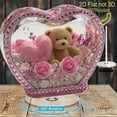 thumbnail image 5 of HBBKVI Valentines Day Rotating Base Heart Shaped Rose Teddy Bear Acrylic Flat Decoration Anniversary Gift, 5 of 5