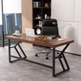 thumbnail image 2 of 59-Inch Home Office Desks,Executive Computer Desk Workstation,Modern Simple Style Wooden Large Study Writing Office Table,Suitable for Office Study Living Room(Brown), 2 of 7
