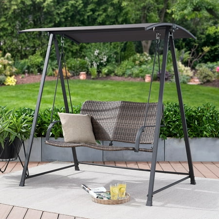 Mainstays Cassel Wicker Two-Seat Canopy Patio (Best Patio Swing With Canopy)