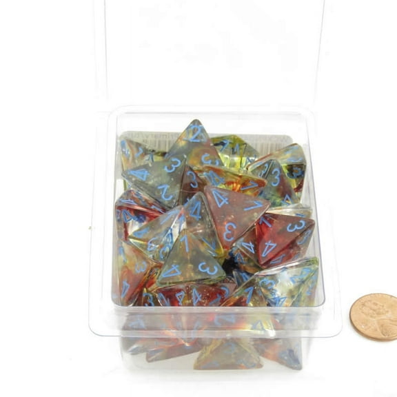 Primary Nebula Luminary Dice with Blue Numbers 16mm (5/8in) D4 Set of 50 Wondertrail