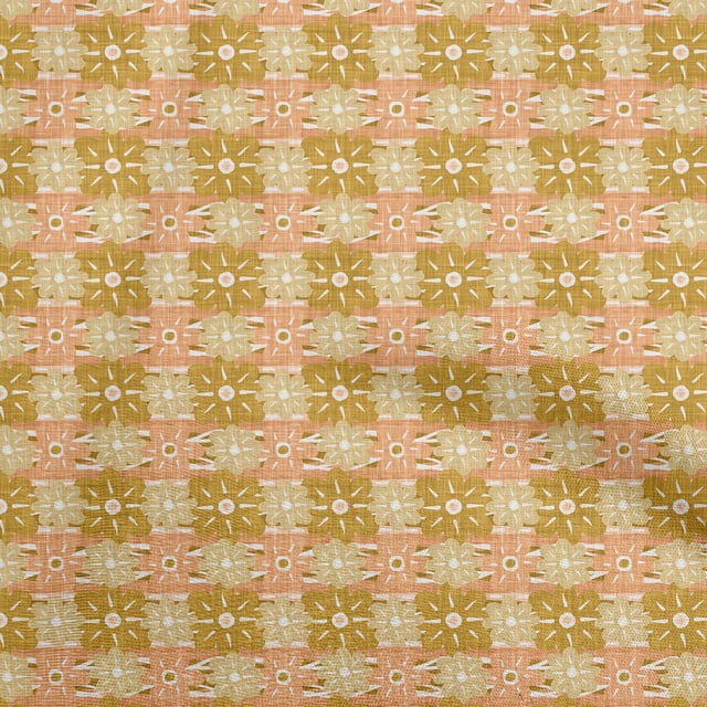 oneOone Polyester Spandex Gamboge Yellow Fabric Floral Sewing Craft Projects Fabric Prints By Yard 56 Inch Wide
