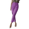 thumbnail image 2 of frariair ​High Waisted Cropped Dress Pants For Women Stretchy Work Wear With Side Pockets Professional Comfort Fit Slacks​ Purple, 2 of 5