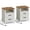 Rustic White and Honey Brown, variant on Farmhouse Nightstand Set of 2 with Charging Station - Rustic Bedside Tables with Drawers, Rustic White and Honey Brown