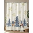 thumbnail image 4 of Christmas Tree Elk Shower Curtain Set, Waterproof Shower Curtains for Bathroom, Farmhouse Golden Snowflake Xmas Washable Fabric Cloth Bath Curtain for Bathtub Decoration with Hooks 54x78 Inches, 4 of 6