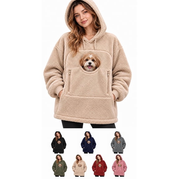 Sweatshirt with Dog Pouch, Fleece Pet Pouch Hoodie, Cozy Pullover for Everyday Wear