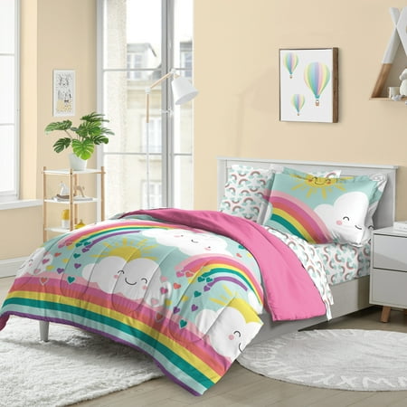 Dream Factory Rainbow Flare Full 7 Piece Comforter Set, Polyester, Microfiber, Teal, Child