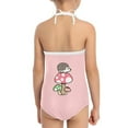 thumbnail image 5 of FOR U DESIGNS Hedgehog Mushroom Halter Swimsuit Bikini Size 1-2T Cute Pink One Piece Swimwear with Adjustable Strap for Girls Kids Off Shoulder Bodysuit, 5 of 6