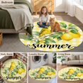 thumbnail image 5 of Yellow Lemon Round Area Rug 3.3Ft Washable Circle Rugs for Dining Room Table, Summer Farmhouse Fruits Birds Leaves Plaid Non-Slip Carpet Floor Mats Indoor Outdoor Carpet Runner Aesthetic Home Decor, 5 of 8