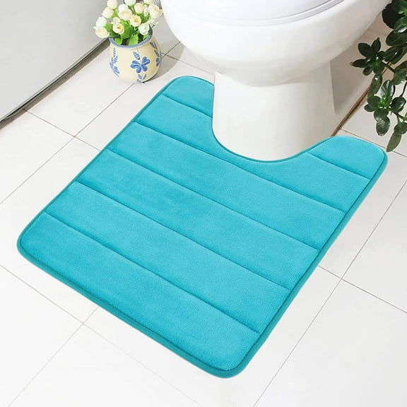 Smiry Memory Foam Bathroom rugs Toilet mats, U-Shaped Contour Carpet, 20" x 24", Peacock Green