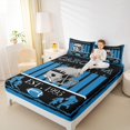 thumbnail image 4 of Homewish American Football Game Queen Sheet Sets,Carolina Rugby Flat Sheet,Blue Black Queen Fitted Sheet For Boys Teens,Breathable Home Decor,4pcs, 4 of 7