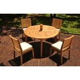 thumbnail image 5 of Grade-A Teak Dining Set: 4 Seater 5 Pc: 52" Round Table And 4 Maldives Armless Chairs Outdoor Patio WholesaleTeak #51ML1105, 5 of 6