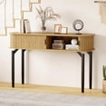 thumbnail image 1 of IdeaHouse 47" Entryway Table with Fluted Slide Doors, Console Table with Storage Space, Sofa Table Narrow Long for Living Room, Hallway, Front Hall, Kitchen Counter, 1 of 7