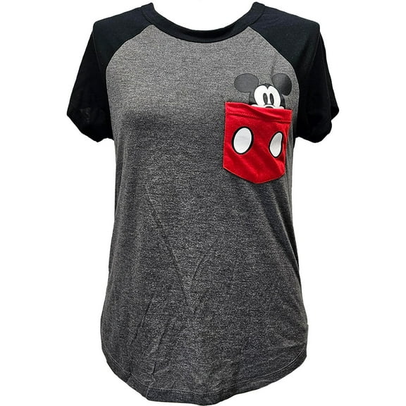 Disney Mickey Mouse Junior Pocket Tee, S-2XL (Women's)