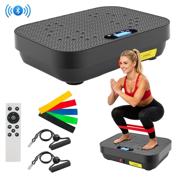 Vibration Plate Exercise Machine, Full Body Workout Vibration Platform with Loop Bands & Remote Control for Home Fitness & Weight Loss & Muscle Toning, Black