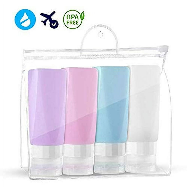 Leakproof Silicone Travel Bottles TSA Airline Carry-On Approved Refillable  Portable Liquid Containers for Shampoo, Conditioner, Lotion, Toiletries  (3oz, Pack of 5) Green+Gray+Pink+Purple+Clear