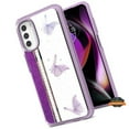 thumbnail image 5 of For Apple iPhone 14 Pro Max (6.7") Butterflies Design Bling Glitter Shockproof Hybrid TPU Frame and Hard Back Slim Phone Case Cover by Xpression - ButterFly Purple, 5 of 6