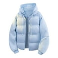 thumbnail image 2 of Xdegoge Plus Size Quilted Jacket for Men Full Zip Drawstring Hooded Jackets Casual Loose Stand Collar Coat Fashion Solid Color Patchwork Outerwear with Pockets, 2 of 6