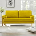 thumbnail image 2 of Mid Century Modern Velvet Loveseat Sofa, Stylish 2-Seater Comfy Couch for Small Apartments (Yellow, 66.9 Inch), 2 of 6