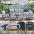 thumbnail image 5 of HOMREST Outdoor Furniture Thickened Cushion 360 Degree Swivel Rocking Patio Chairs with Ottomans and 3-Seat Sofa, Loveseat, Coffee Side Table, 8 PCS Metal Conversation Set for Garden, Deck, Poolside, 5 of 9