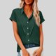 thumbnail image 2 of Camisas de Manga Larga para las Mujeres Suelto Ajuste Solapa Botón de Manga Corta Imitación Túnica de Lino, Camisas de Manga Larga para las Mujeres Bajo Scrubs Blusa Casual, 2 of 7