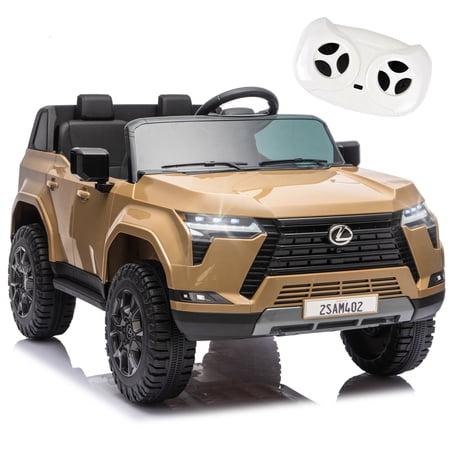 2 Seater Ride On Car for Kids, 24V Licensed Lexus GX550 Ride On Toys for Kids, Kids Electric Vehicle w/Remote Control, Bluetooth, 3 Speed, 4-Wheel Suspension, Ideal Gift for Boys Girls - Champagne