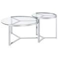 thumbnail image 4 of Delia 2-Piece Round Glass Top Nesting Coffee Table Chrome, 4 of 11