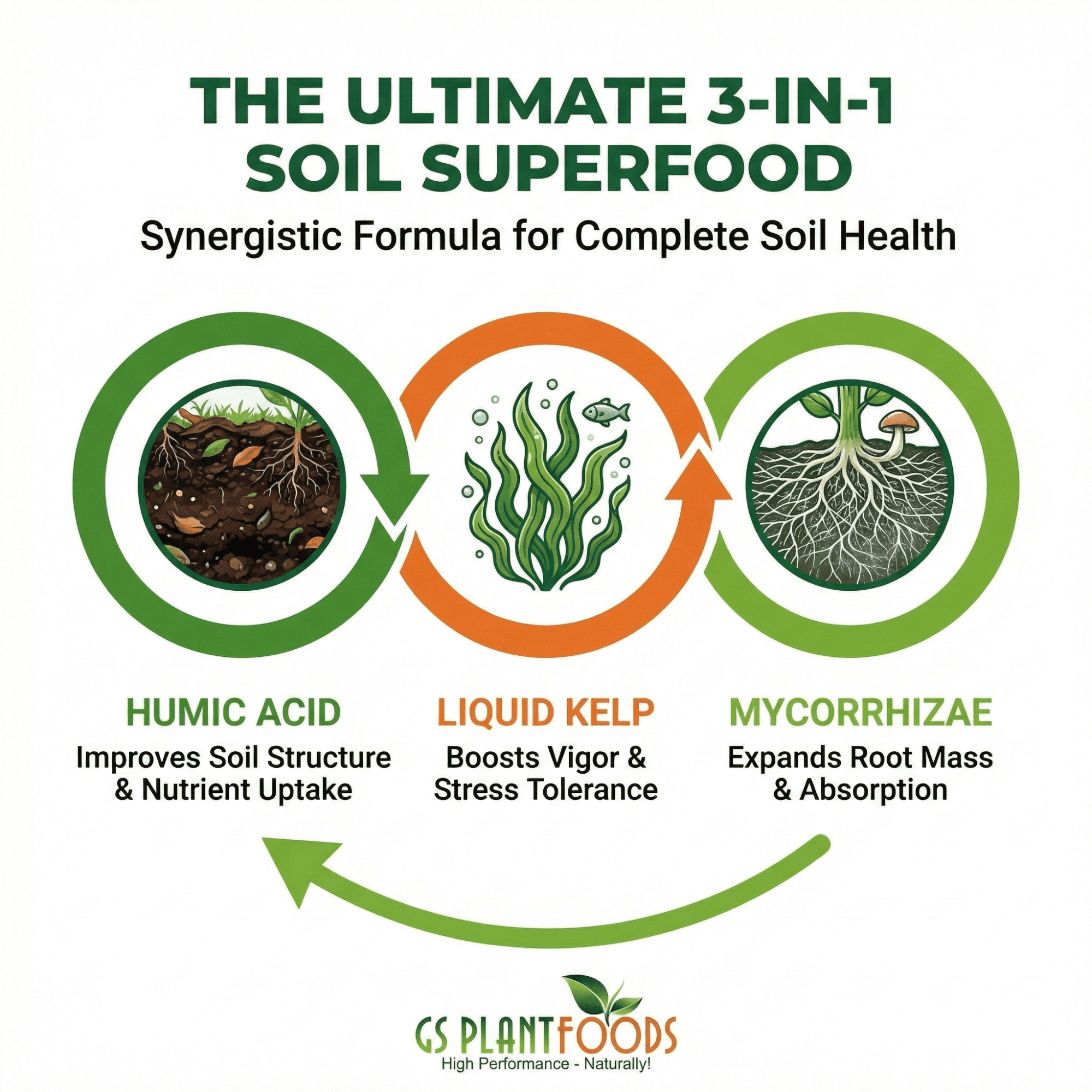 GS Plant Foods Organic Root Ruckus Compost Fertilizer, Turbo Charged for Plants with Humic Acid and Sea Kelp, Improves Soil, Foliar Spray, Water-Soluble, OMRI Certified, Concentrated, 1 Gallon