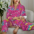 thumbnail image 6 of Uemuo Peace Love and Dove Flower Power Pattern Womens Pajama Sets,PJ Set for Women,Pajamas for Women Logo,Long Sleeve Pajama Set for Women,Soft Long Sleeve Top With Pants-Small, 6 of 9