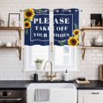 thumbnail image 2 of 2 Panels Kitchen Tier Curtains 39 Inch Length, Sunflowers Letter Grommets Window Treatment Curtain, Botanical Floral Leaves Striped Blue Thermal Curtains Drapes for Living Room/Bathroom, 2 of 9