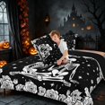thumbnail image 4 of Homewish Halloween Couple Skeleton Full Size Comforter Sets, Gothic Rose Flower Bedding Comforter Set, Black White, Black Reversible, 3 Pieces 1 Comforter and 2 Pillowcases, 4 of 6
