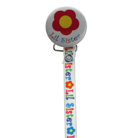 Big/Lil Sister Pacifier Clip with Matching Ribbon