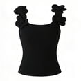 thumbnail image 5 of YTCAMLO 3D Floral Womens Camisole Tops Dressy Ribbed Sleeveless Crew Neck Undershirts Stretchy Breathable Summer Going Out Tops, 5 of 8