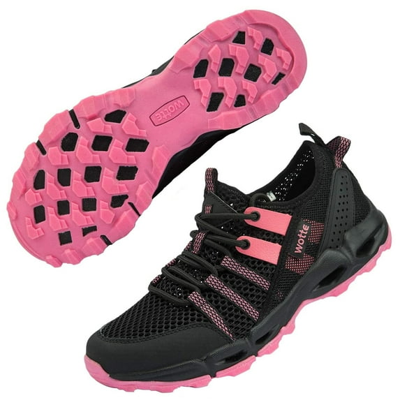 NeedBo Women's Hiking Water Shoes Quick Drying Outdoor Sport Sneakers, Black Rose 5.5
