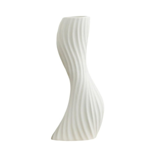 Jarrón decorativo de mesa, figura artística, maceta, botella curva para el hogar, Blanco L