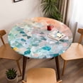 thumbnail image 5 of Oil Painting Art Elastic Fitted Round Table Cover Texture Sense Waterproof Outdoor Tablecloth for Holiday Party, Picnic, Patio & Dining Fits Tables Up to 45"-54", 5 of 8