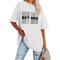 thumbnail image 1 of Blusa oversize blanca con cuello redondo, estampado de letras y hombros caídos, estilo casual chic, talla M, 1 of 5