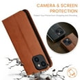 thumbnail image 3 of Wallet Case For iPhone 13 Mini, Case Wallet-High Quality Leather Magnetic Closure Case-RFID Blocking Card Holders-Shockproof TPU Shell Folio Cover Women Men For iPhone 13 Mini, Brown, 3 of 7